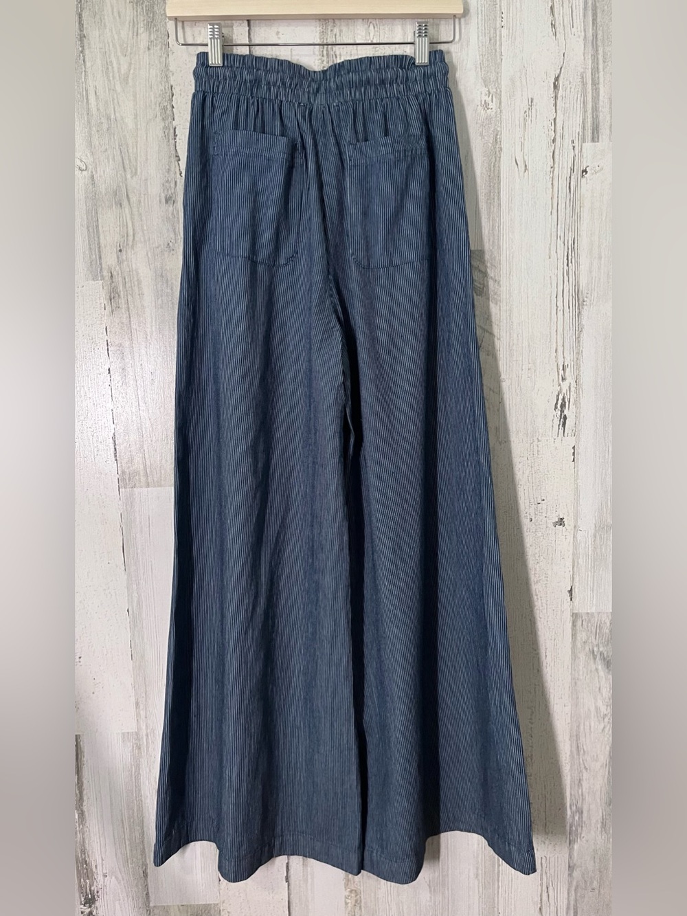 ee:some Los Angeles Washed Pinstripe Tie Waist Wide Leg Pants Small NWT - Picture 4 of 12